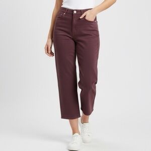 Judy Blue High Rise Tummy Control Wide Leg Crop Denim Oxblood Jeans size 6 / 28